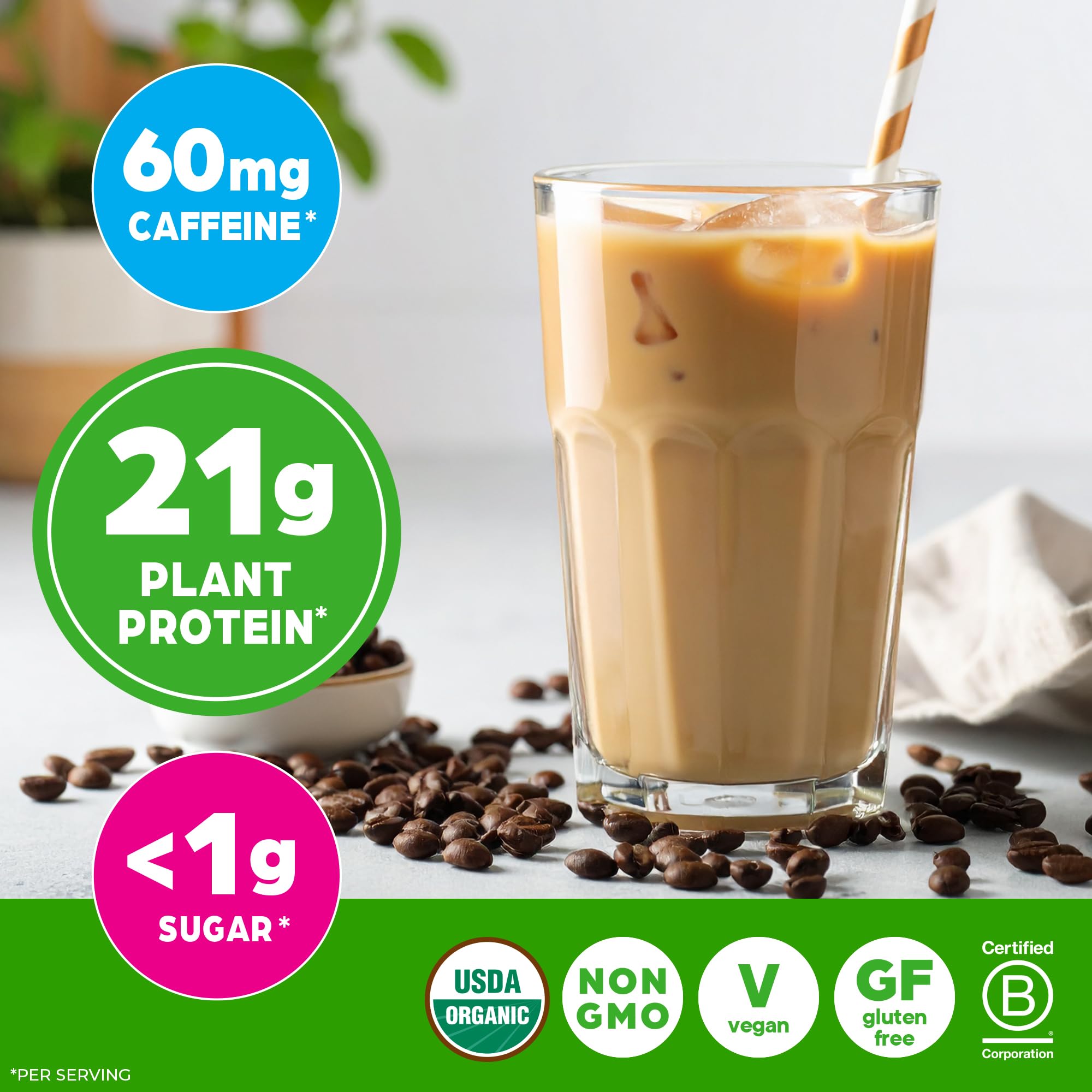 Orgain packaging shows gluten-free, lactose-free, and dairy-free attributes.
