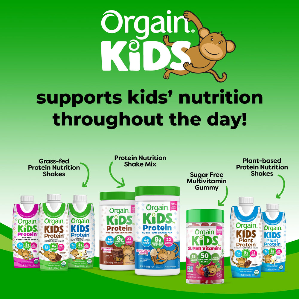 Orgain Kids Family mealtime scene with gummies on the go.