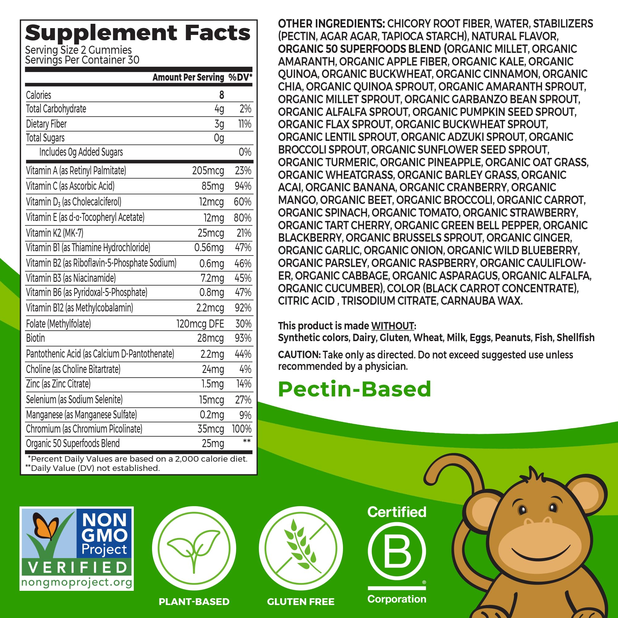 Orgain Kids Mixed Berry Gummies closeup highlighting fruity flavor and chewy texture.