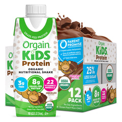Orgain Kids Nutritional Shake chocolate bottle ready for on-the-go meals.