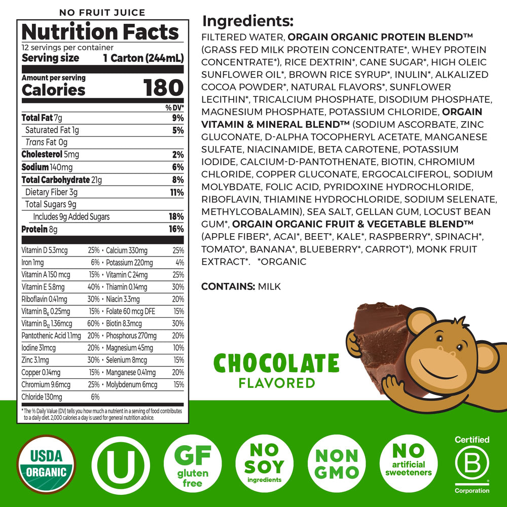 Orgain chocolate shake pack stored in a lunchbox for busy mornings.
