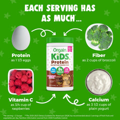 Orgain Kids Protein Powder Chocolate Brownie bottle pour capturing smooth pour