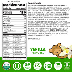 Pouring Orgain Kids Vanilla Shake for easy, on-the-go nutrition.