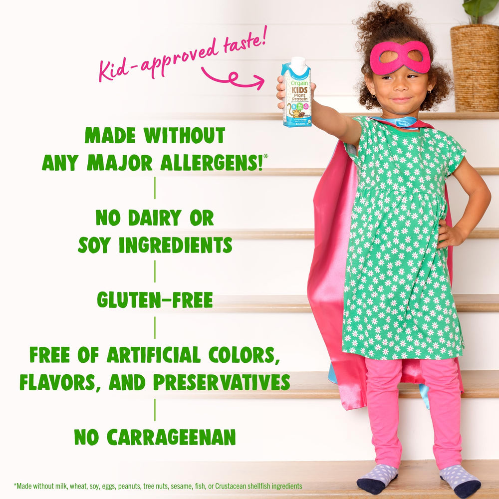 Orgain Kids vegan chocolate shake glass ready as a quick snack
