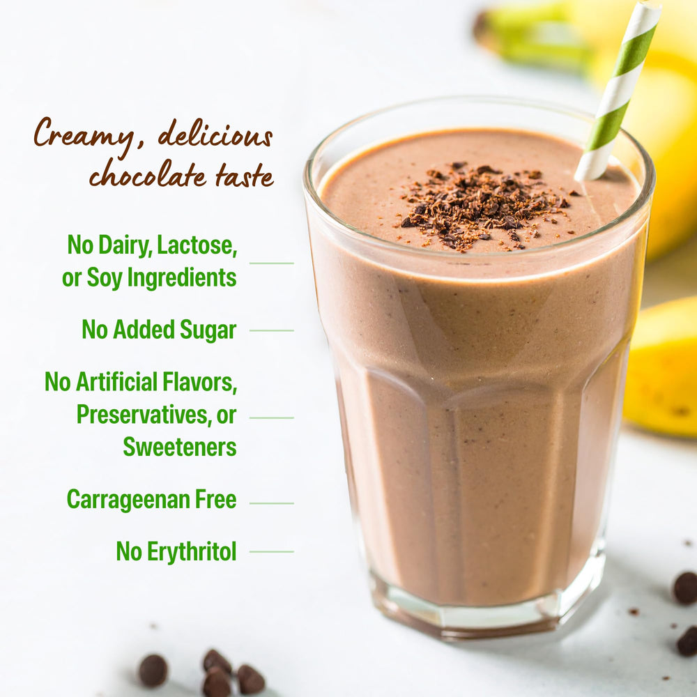 Nutrition facts show 21g protein and 7g prebiotic fiber per serving