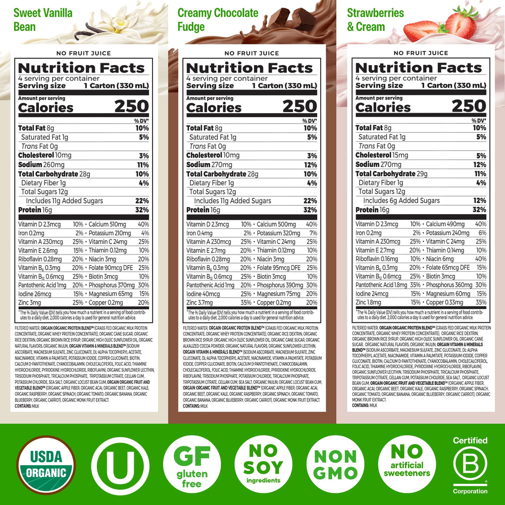 Orgain nutritional shake vanilla bottle — creamy on-the-go protein