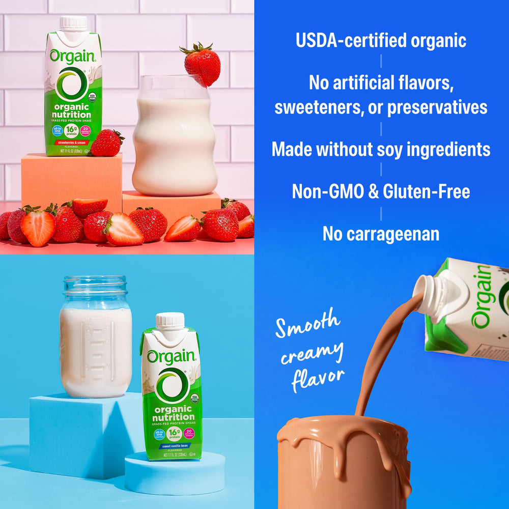 Orgain ready-to-drink glass — convenient on-the-go snack