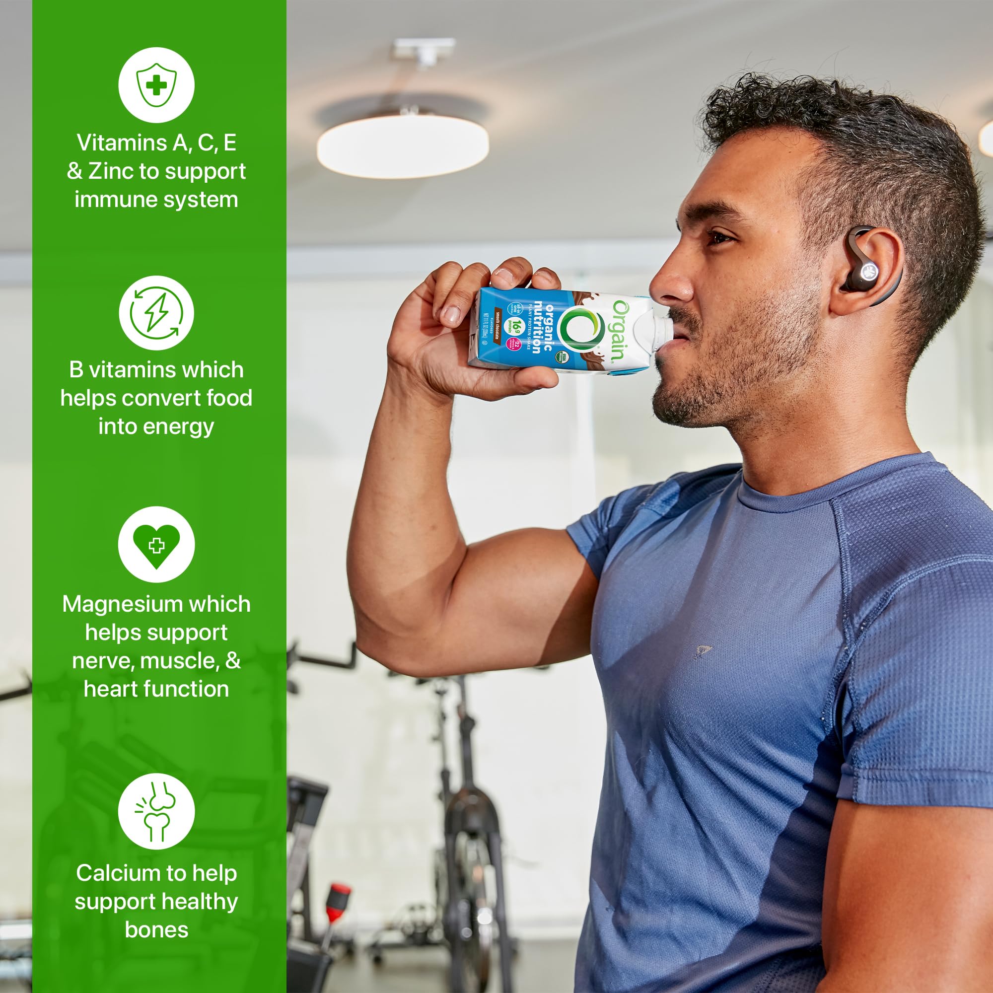 Orgain on-the-go bottle with straw demonstrates convenient nutrition for busy days.