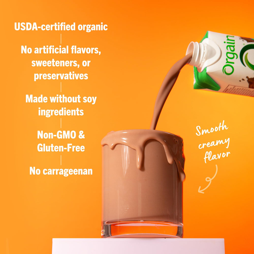 Orgain Organic Nutritional Shake four-pack packaging, emphasizing convenience