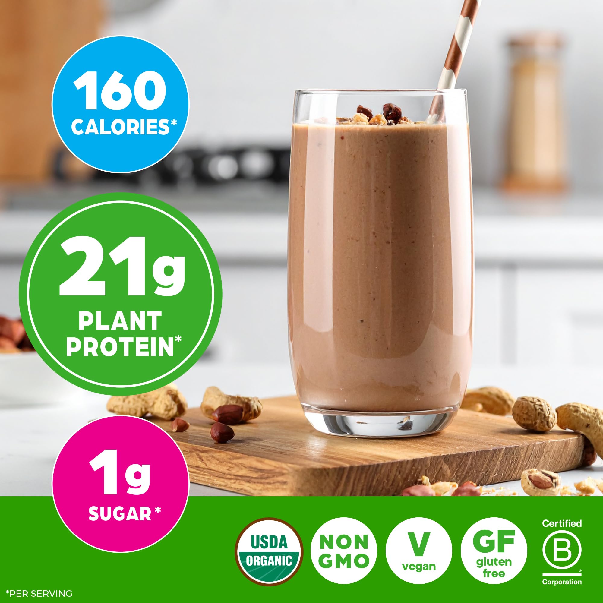 Orgain ingredients include organic peas, brown rice, and chia seeds.
