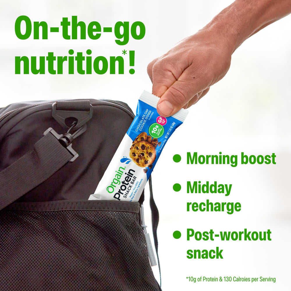 Orgain pack of 12 bars on display for versatile snacking