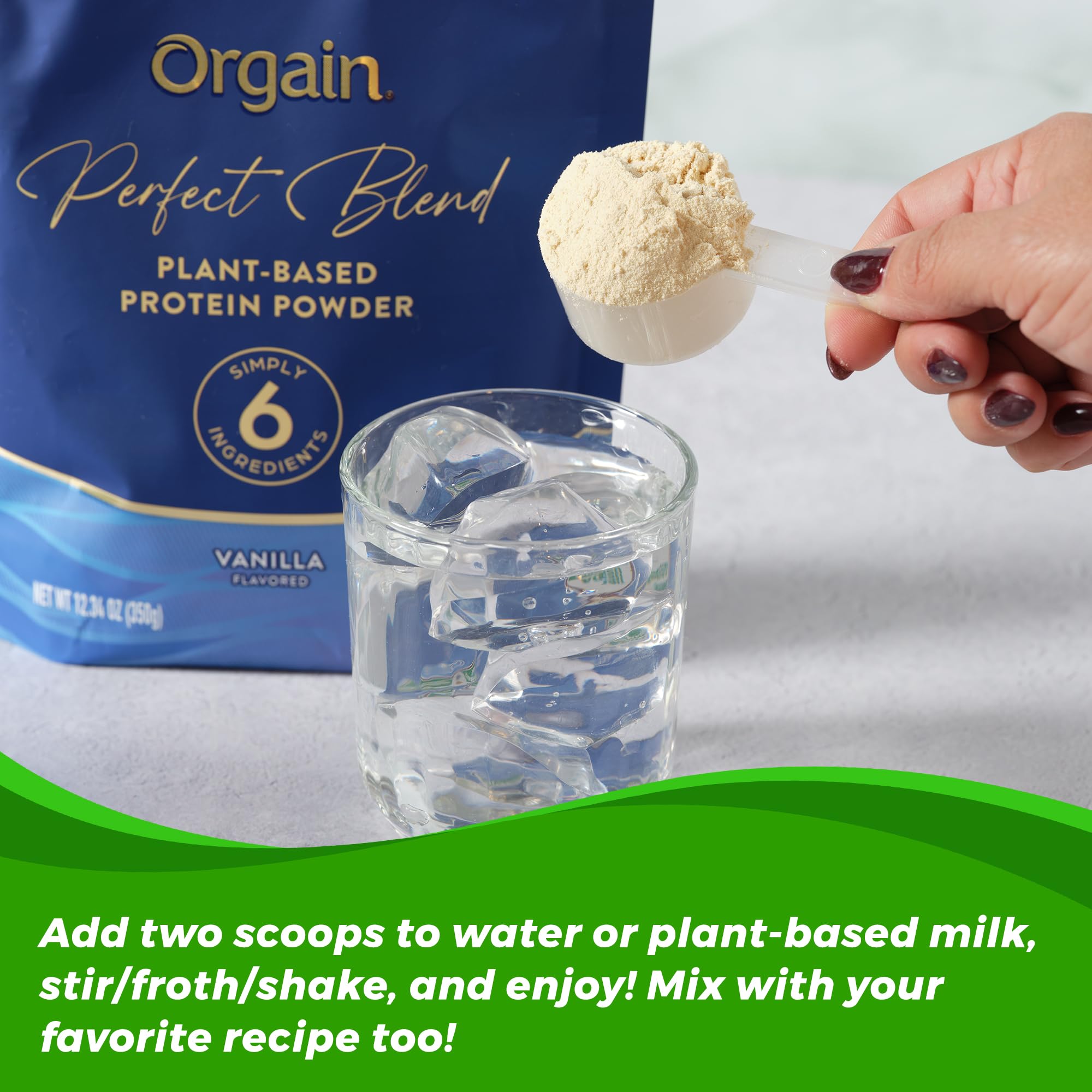 Orgain Perfect Blend-no-artificial-flavors badge indicating natural taste without additives.