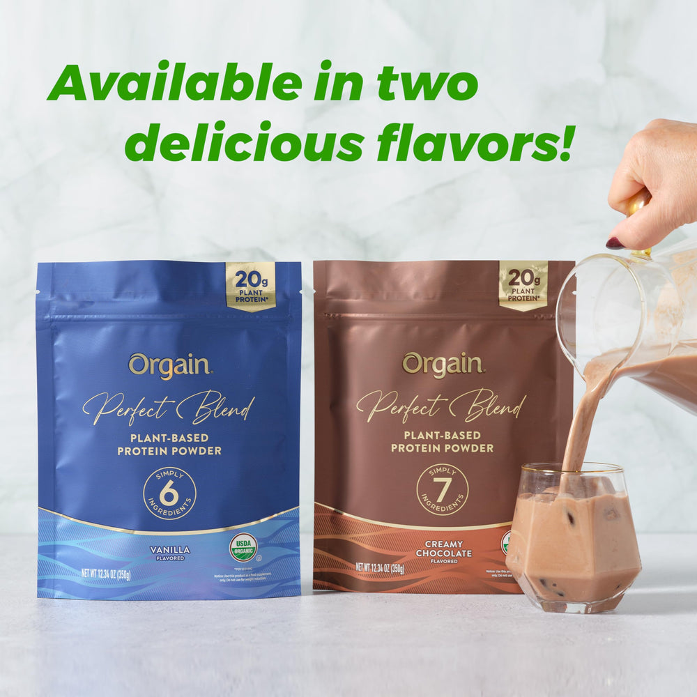 Orgain Perfect Blend-no-preservatives icon conveying fresh, minimally processed nutrition.