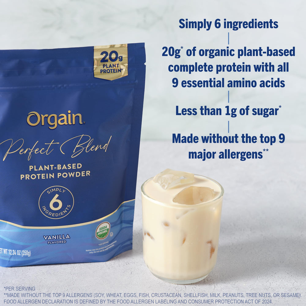 Orgain Perfect Blend-non-gmo-badge signaling trusted organic sourcing for plant-based nutrition.