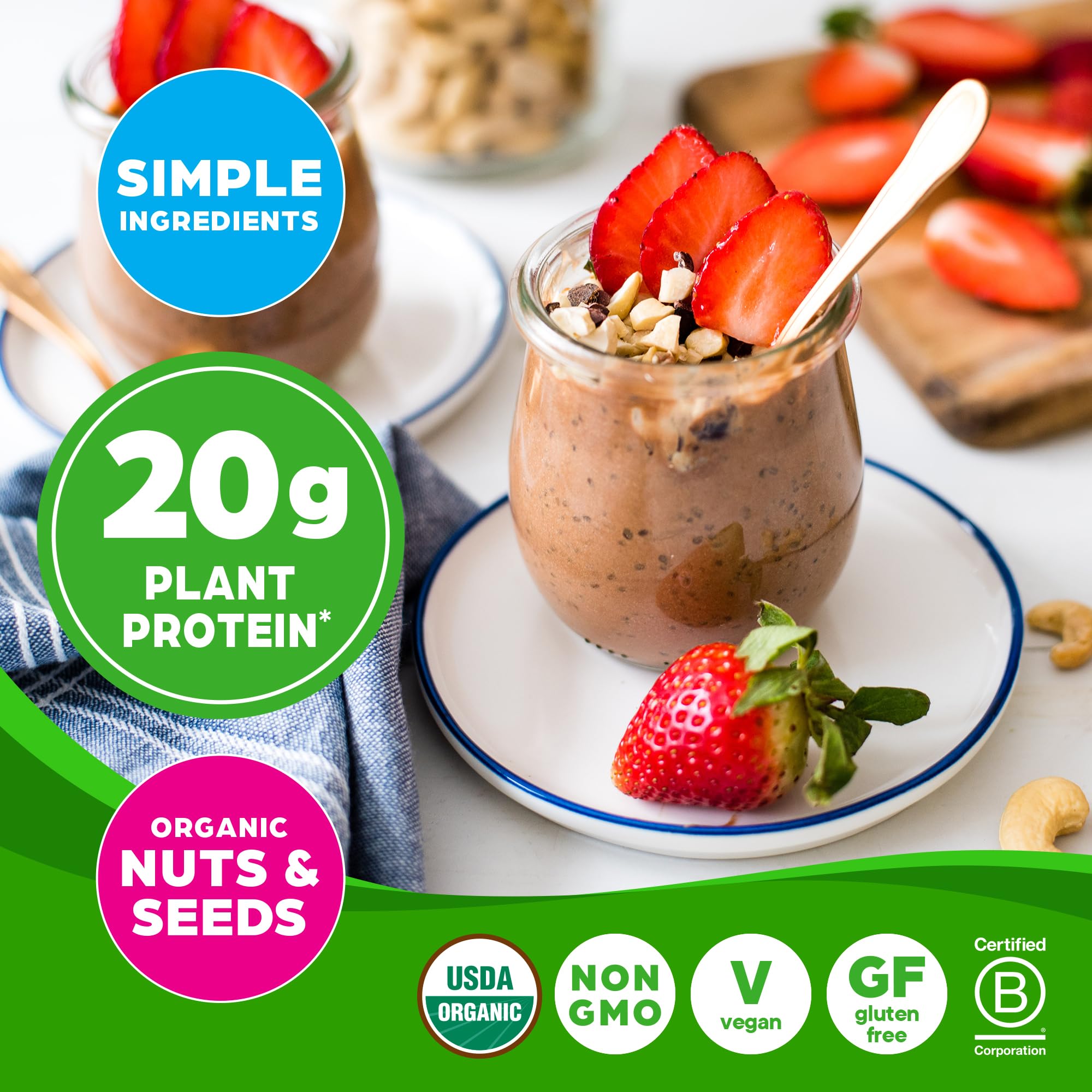 Orgain Simple Vegan Protein box highlights gluten-free and dairy-free formulation.