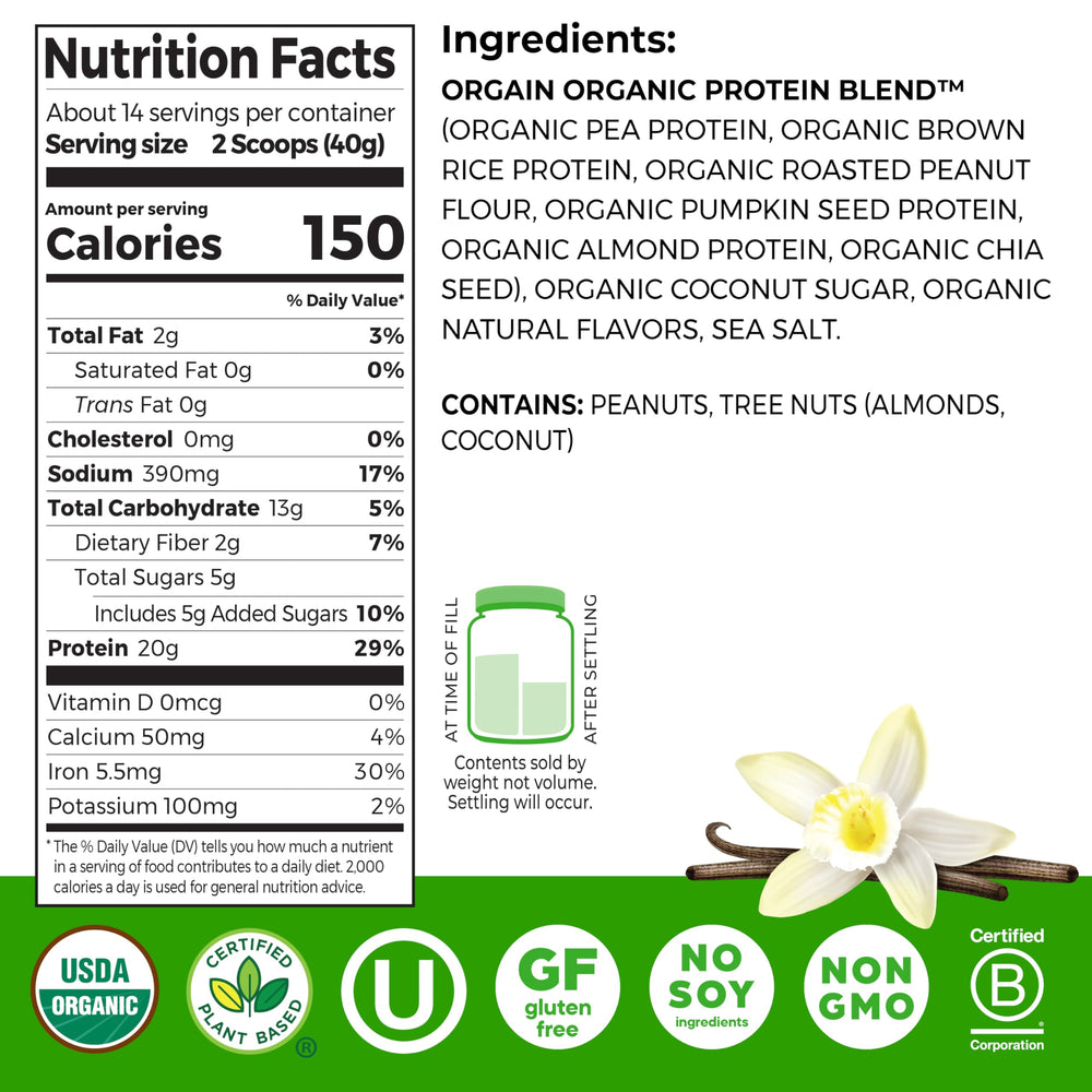 Orgain Simple Vegan Protein Vanilla powder pouch ready to blend into your smoothie.