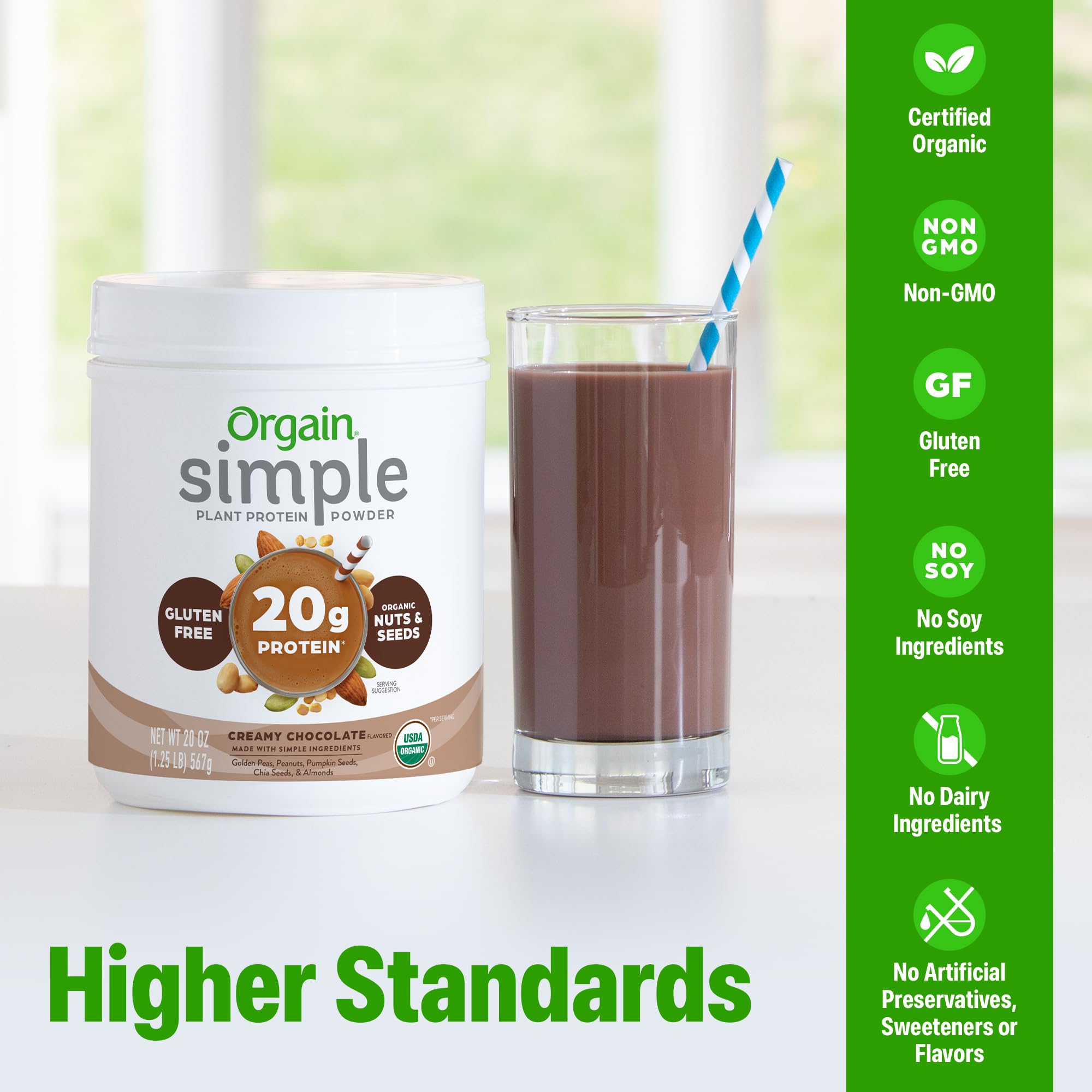 Orgain Organic certification label on packaging signals trusted organic quality.