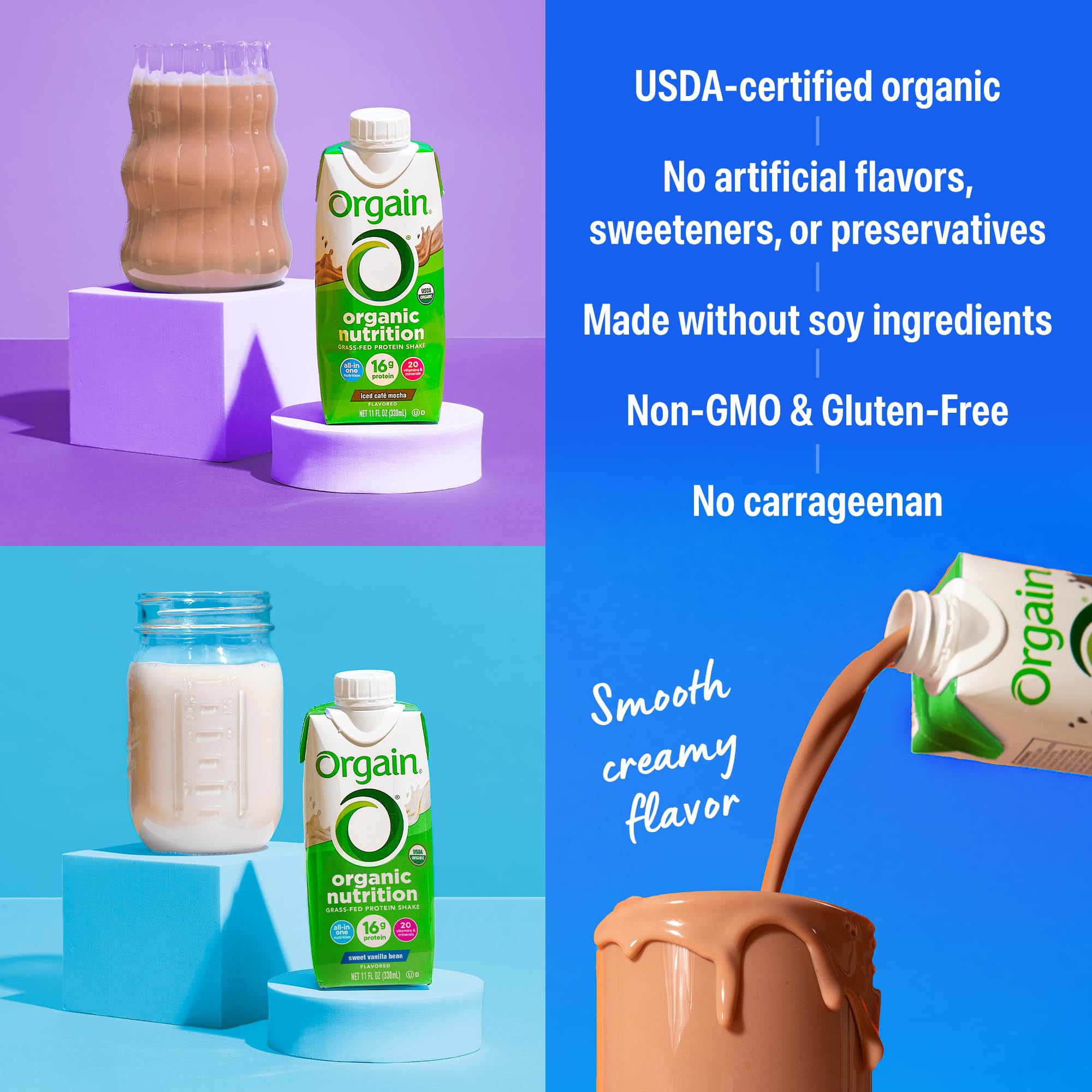 Orgain USDA Organic certification logo close-up on packaging.