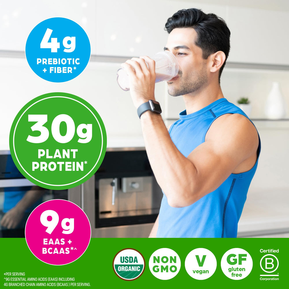 Orgain Vanilla 30g Plant Protein 4g prebiotic fiber for digestion support