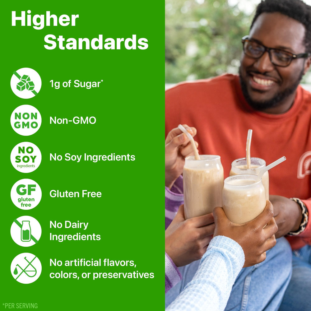 Orgain Vanilla Almond Butter protein powder with measuring spoon for precise portions
