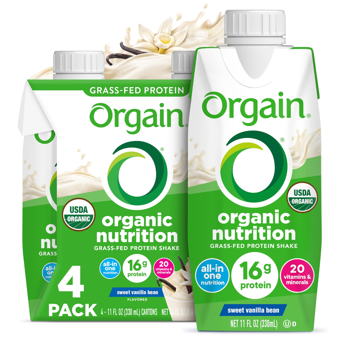 Orgain Vanilla Bean nutritional shake bottle for on-the-go nourishment