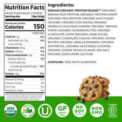 Orgain vegan protein bar close-up showing Chocolate Chip Cookie Dough flavor