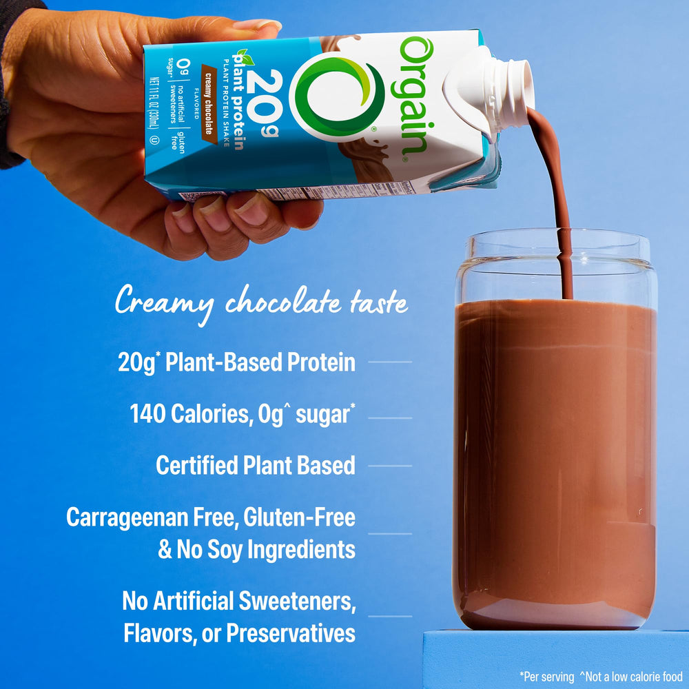 Orgain shake glass ready for a post-workout protein boost.