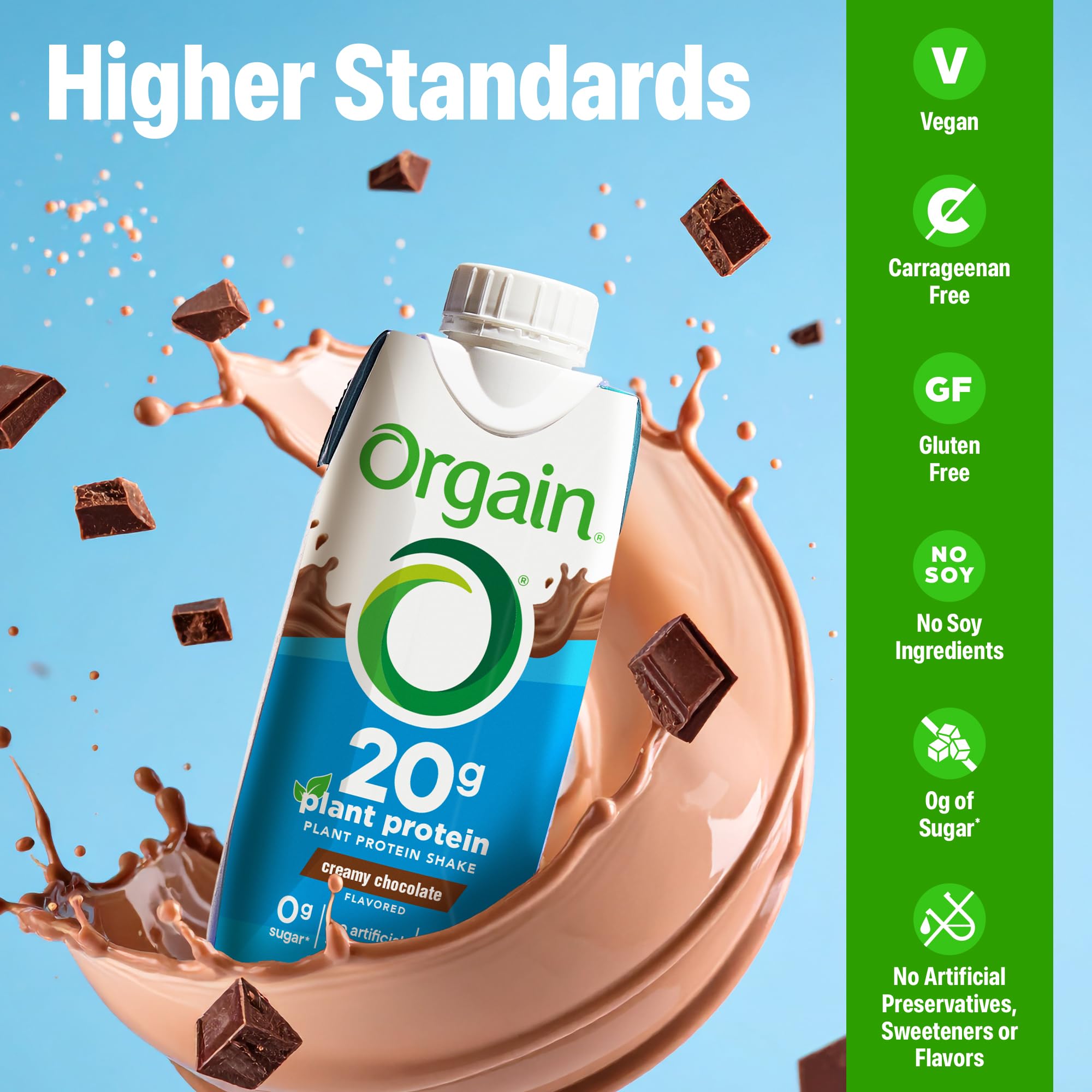 12-pack Orgain vegan protein bottles for easy healthy meals anywhere.