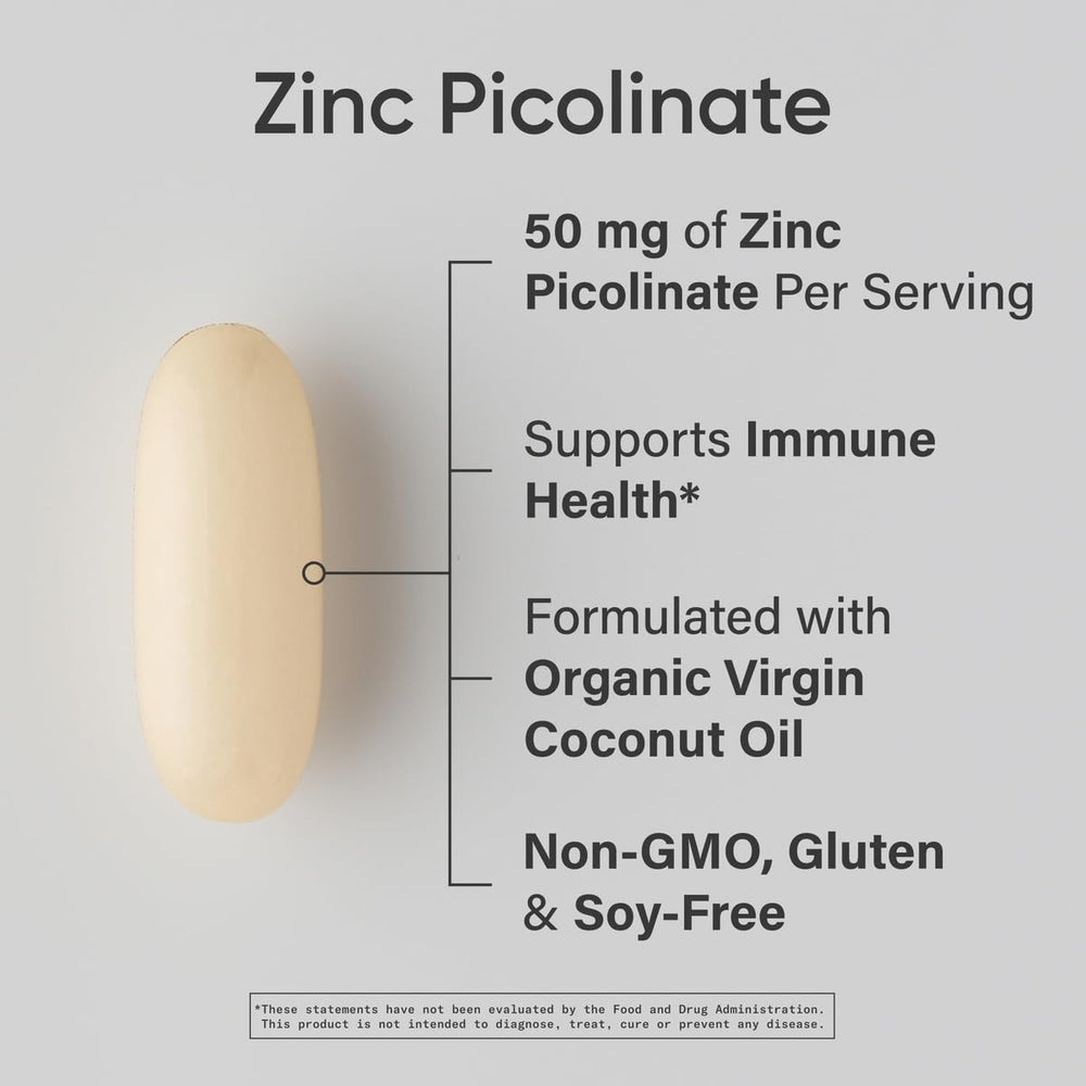Organic coconut oil encapsulation suggesting smoother, potentially faster zinc delivery