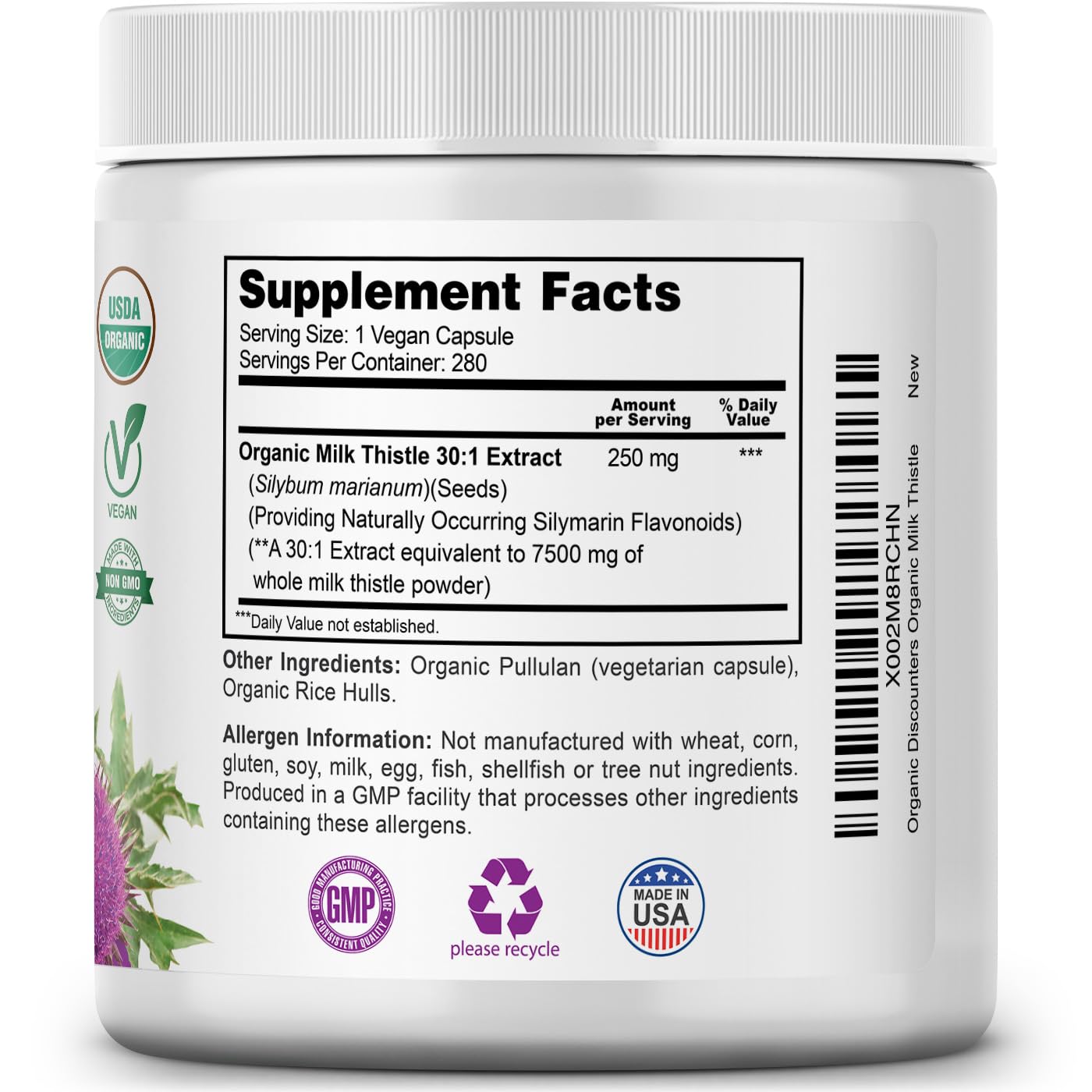Milk Thistle capsules with a glass of water illustrating daily intake
