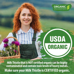 Organic Discounters Milk Thistle vegan capsules close-up showing plant-based supplement