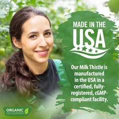 USDA Organic certification badge on Organic Discounters Milk Thistle bottle