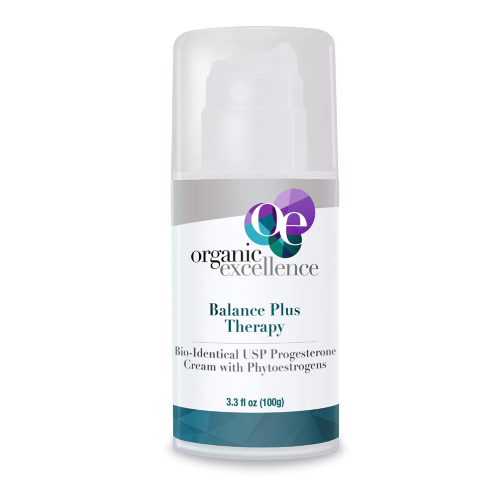 Organic Excellence Balance Plus Therapy bottle on a clean surface for daily hormone support