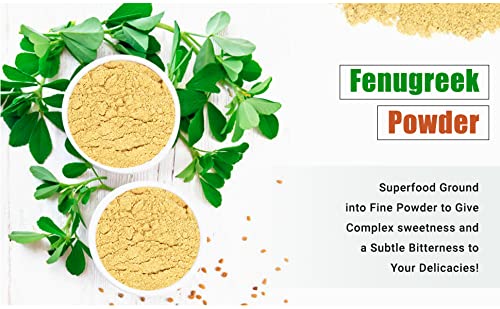 Organic Fenugreek Powder in a cooking bowl highlights versatility.