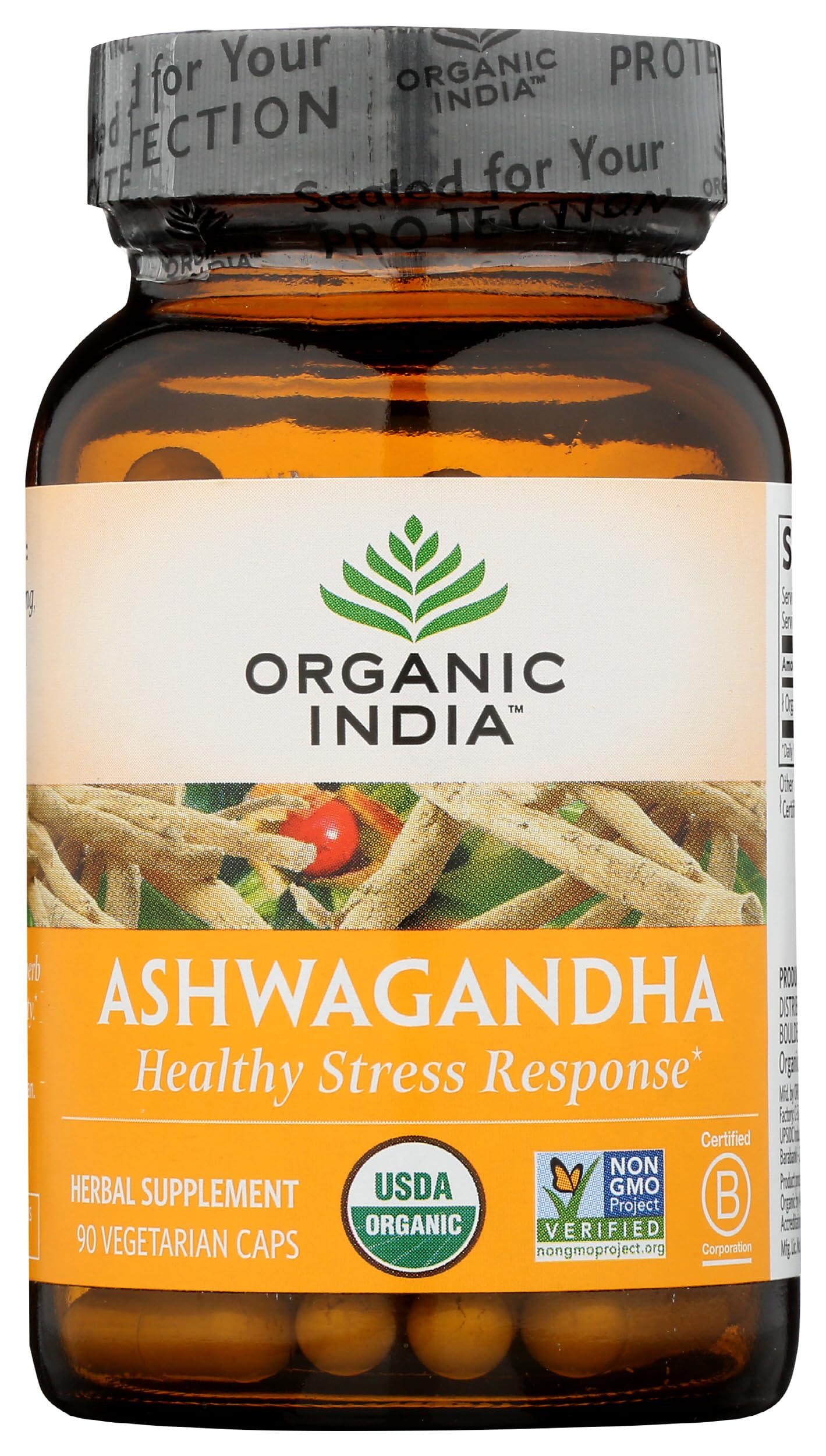 Organic India Ashwagandha capsules daily-use scene, promotes focus and calm.