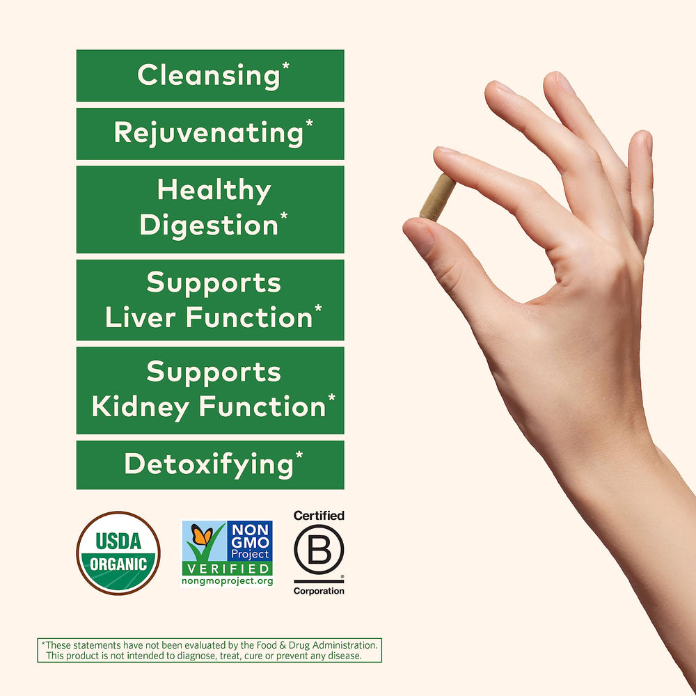 Organic India Bumyamyalaki leaf—ancient herb aiding liver and kidney balance.