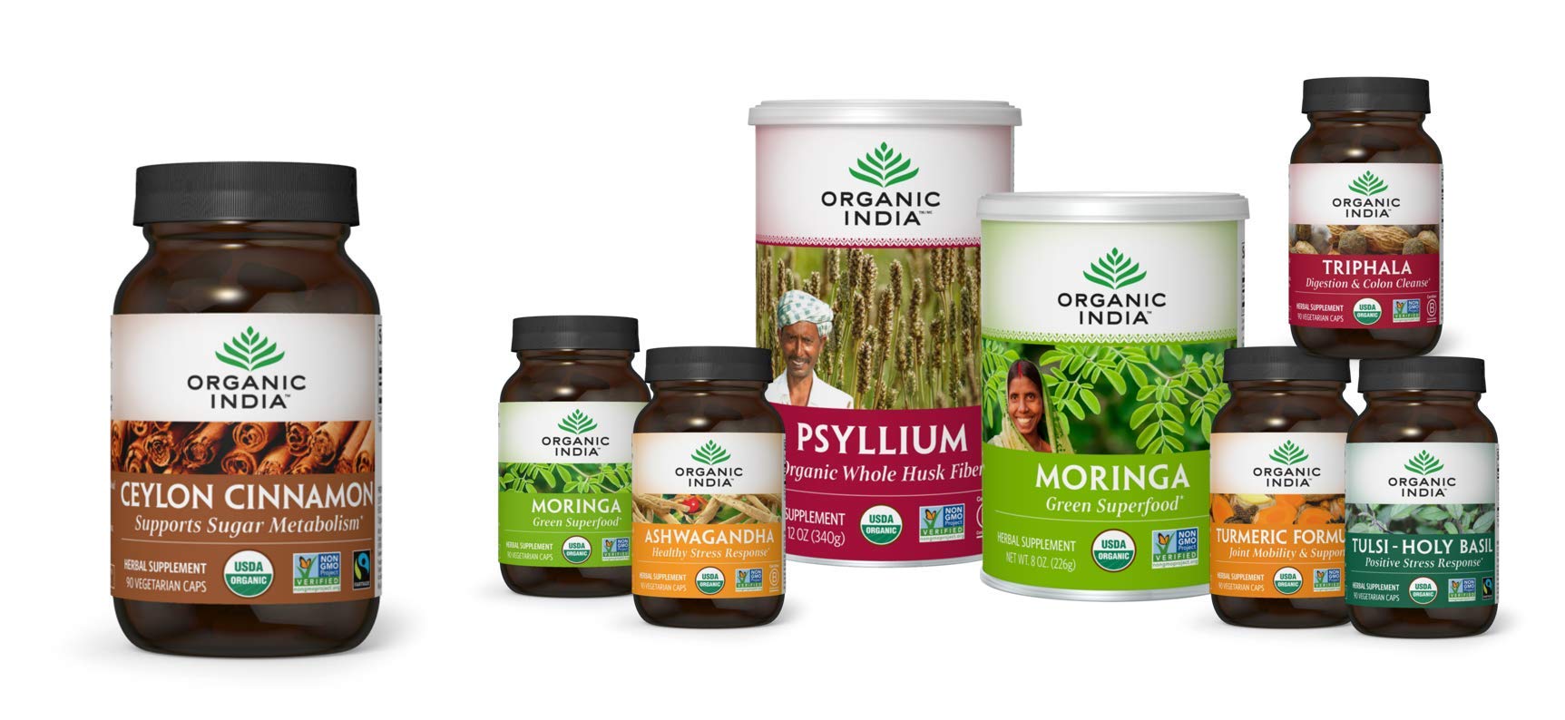 90-capsule ORGANIC INDIA Ceylon Cinnamon bottle on shelf