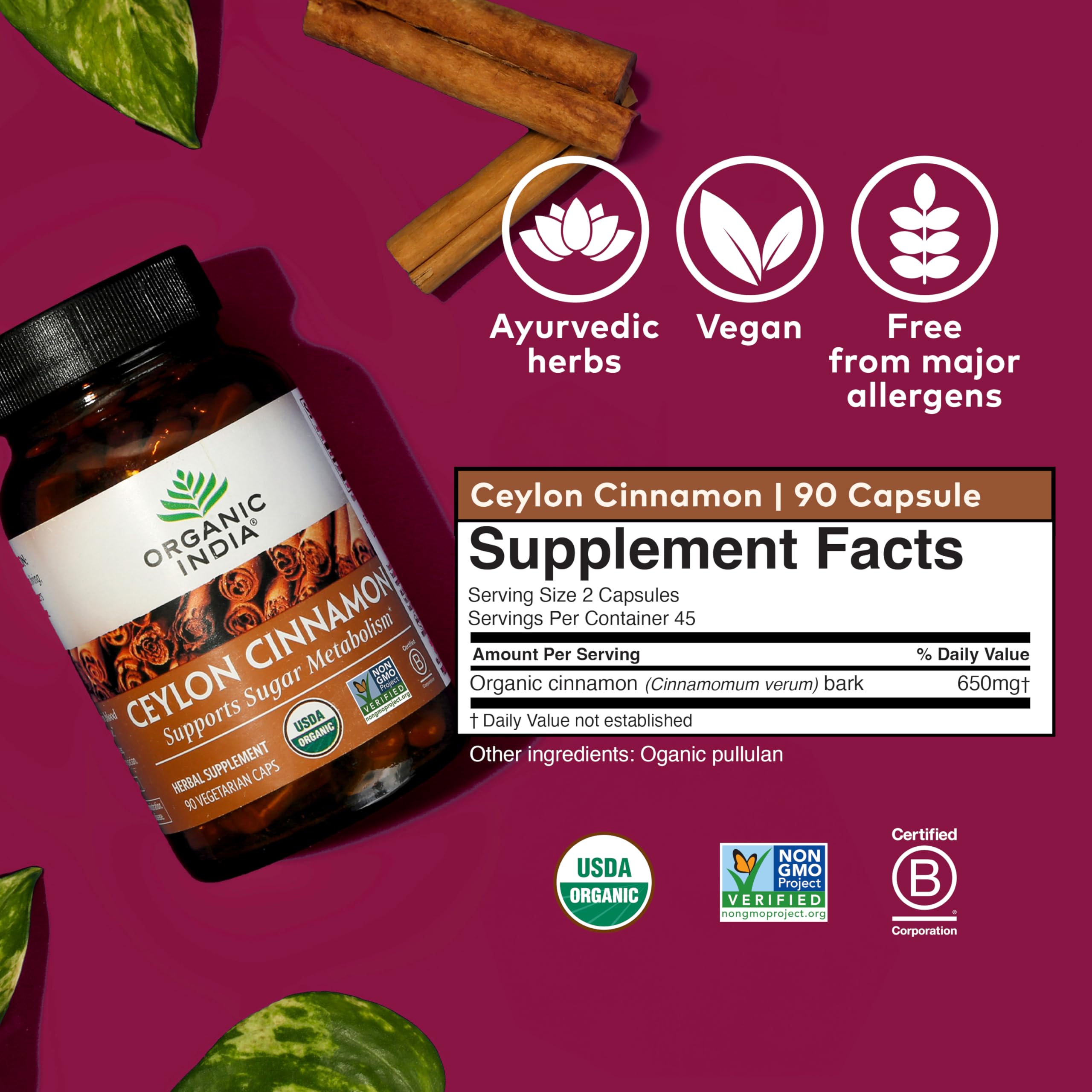 Stirring ORGANIC INDIA Ceylon Cinnamon into tea or smoothie for flavor