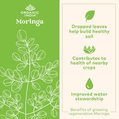 Organic India Moringa capsules close-up showing vegan daily nutrition source