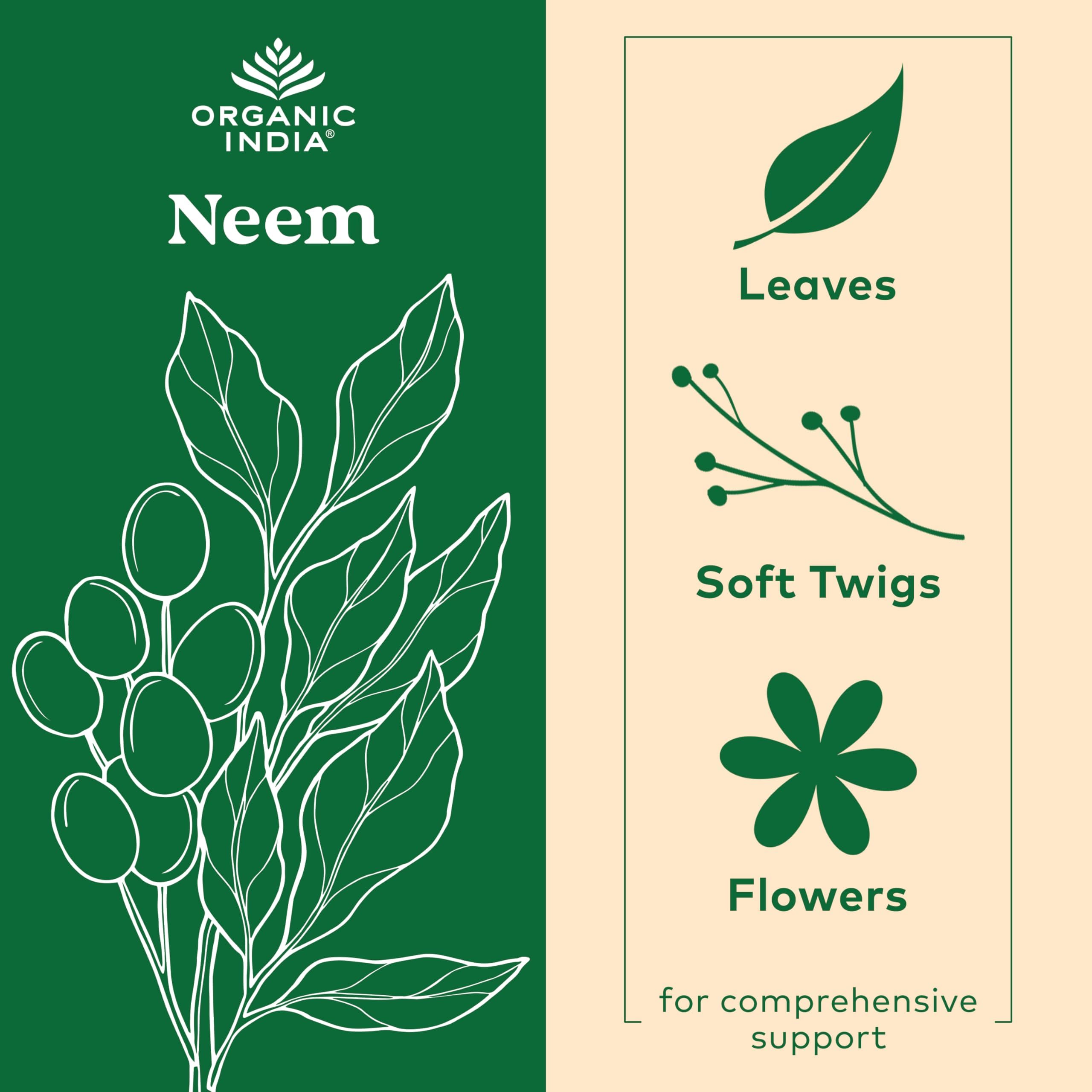 Organic India Neem Leaf Capsules packaging box on display