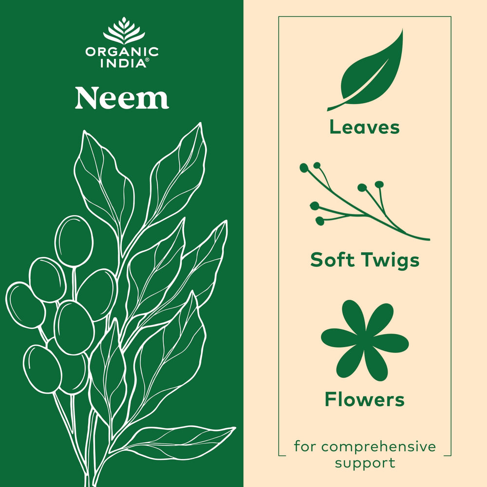 Organic India Neem Leaf Capsules packaging box on display