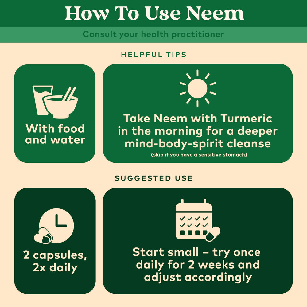 Organic India Neem Leaf Capsules pouring a capsule into hand for serving