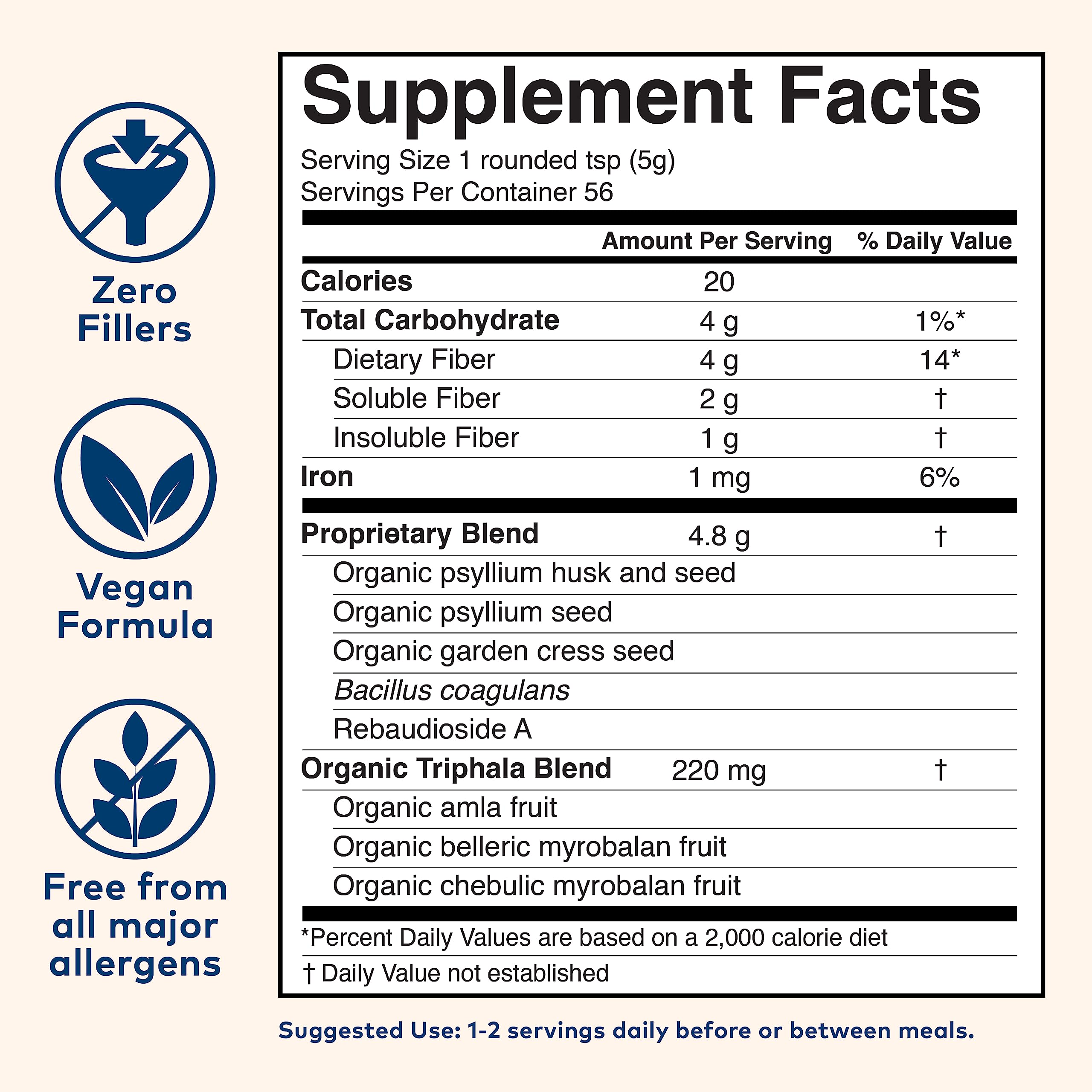 USDA Organic label on Organic India Psyllium Husk Powder jar