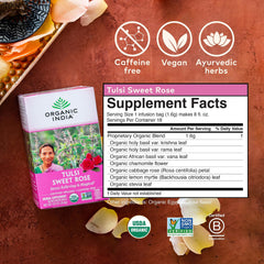 Organic India rose-petal-aroma tea with floral scent