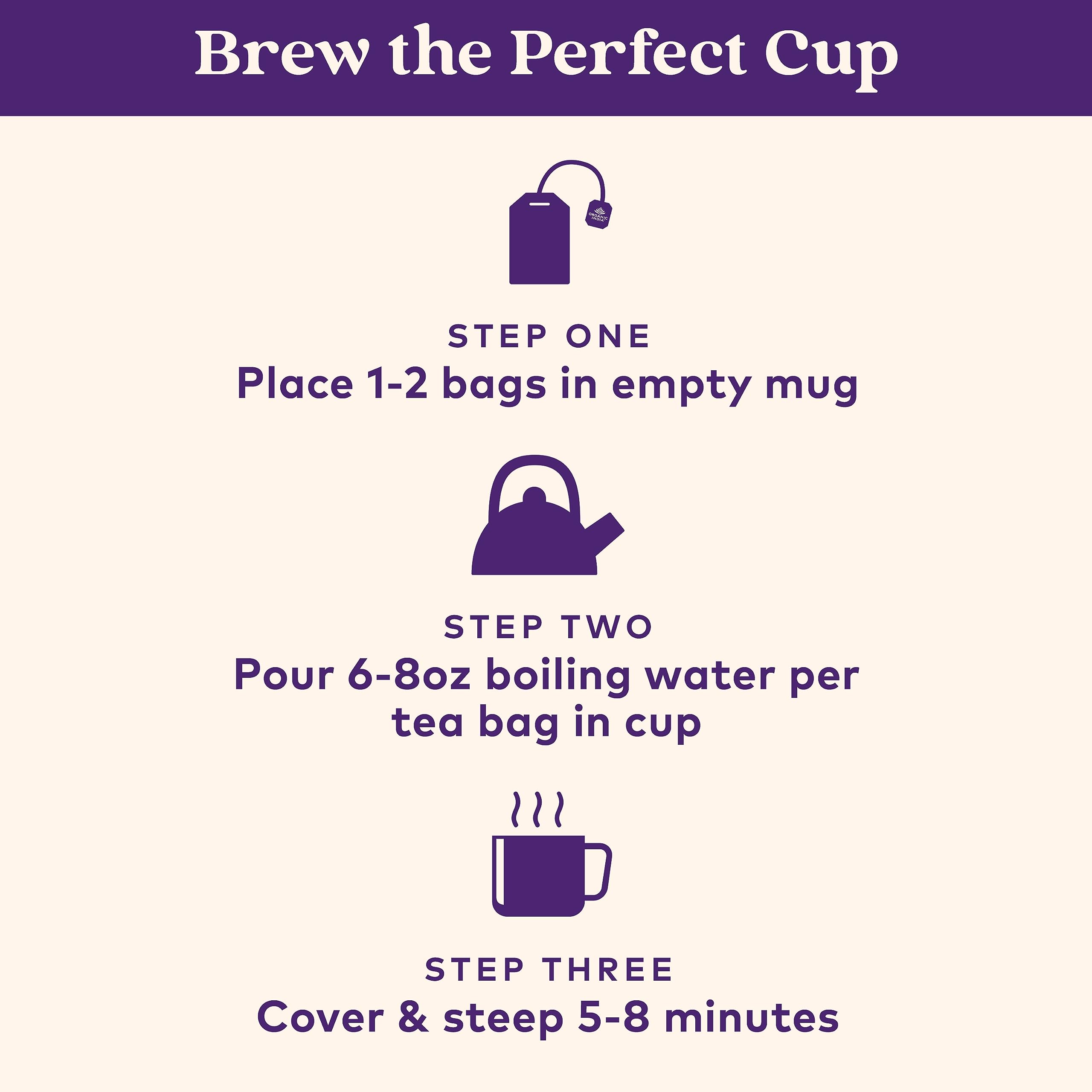 Organic India Tulsi Sleep tea infuser setup for a quiet evening brew.