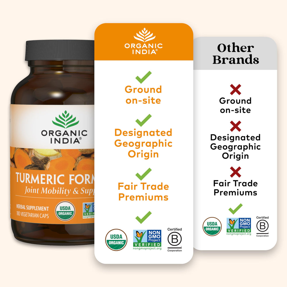 Organic India Turmeric Curcumin whole-root formula with ginger and long pepper