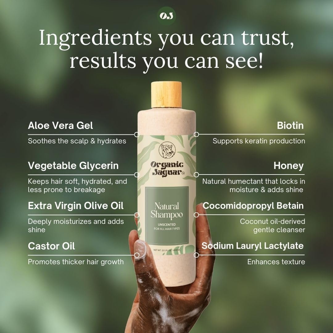 Organic Jaguar shampoo lather in hand showing creamy texture