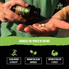 Two capsules per serving image demonstrates easy daily dose for energy support.