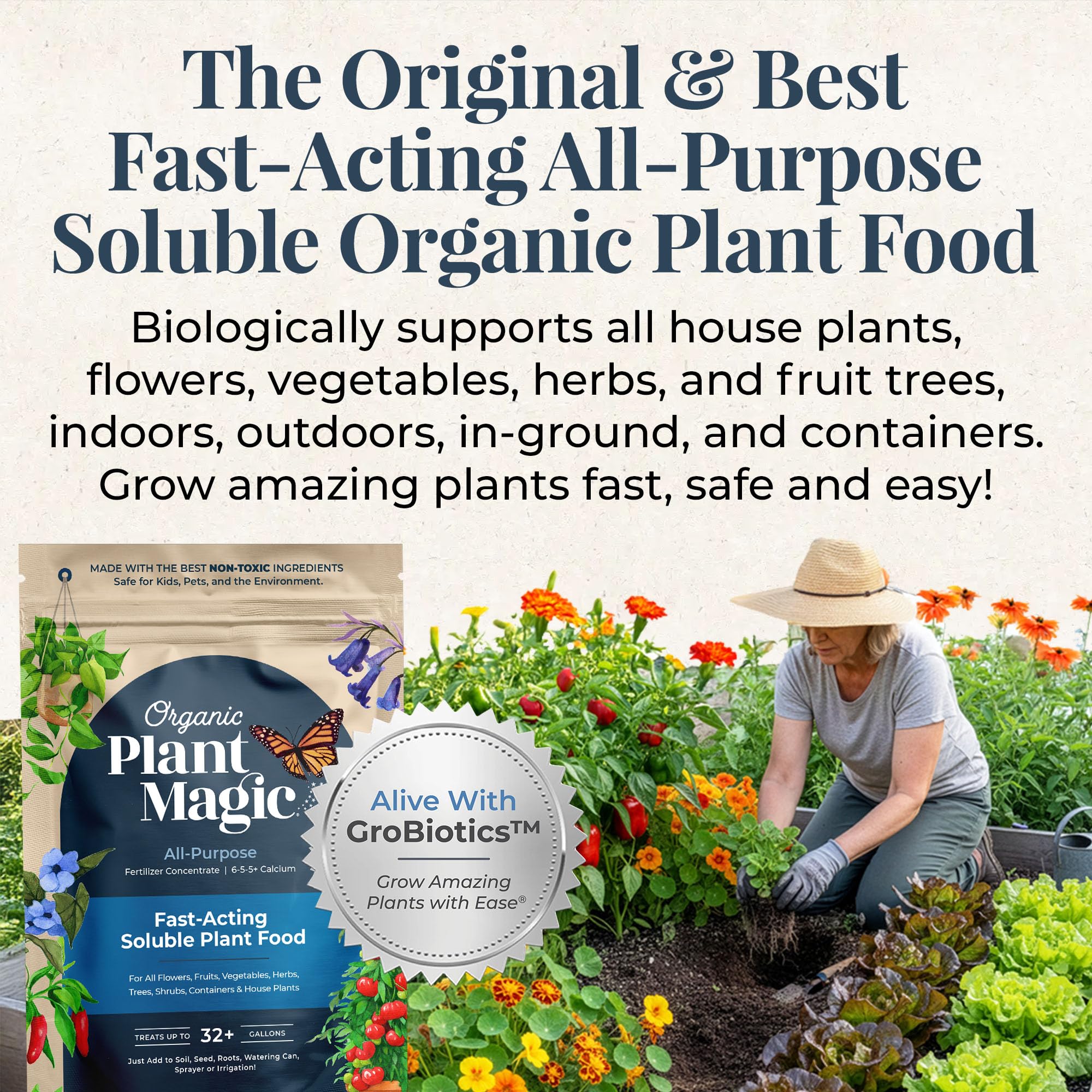 Organic Plant Magic dissolving in water to create a ready-to-use feed