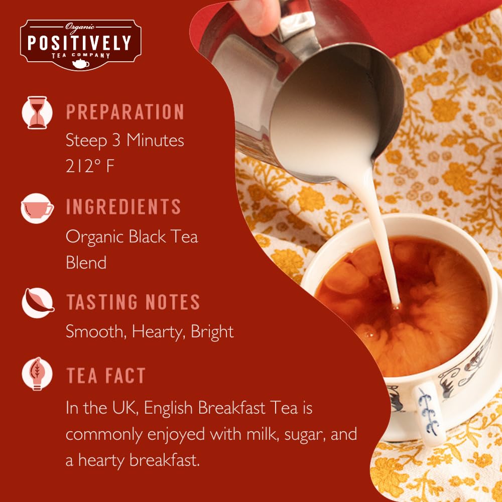 Organic Positively Tea Company English Breakfast loose leaf tea ready for brewing